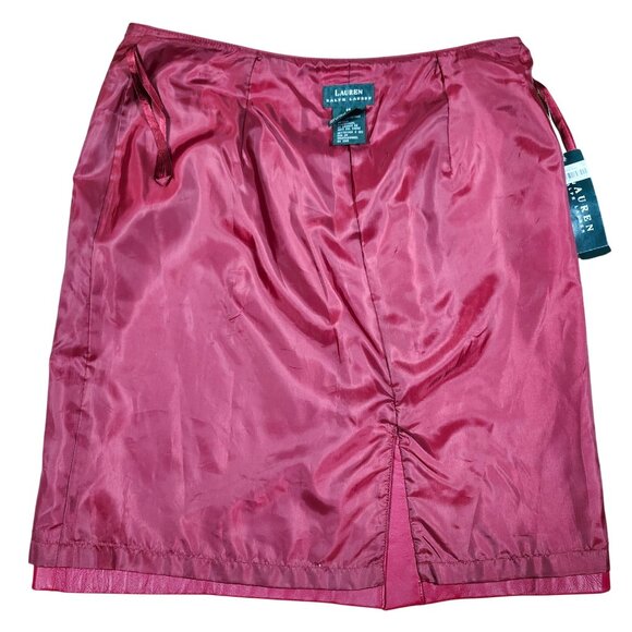 Lauren Ralph Lauren Womens Red Leather Skirt Size 14 NWT - Picture 4 of 8